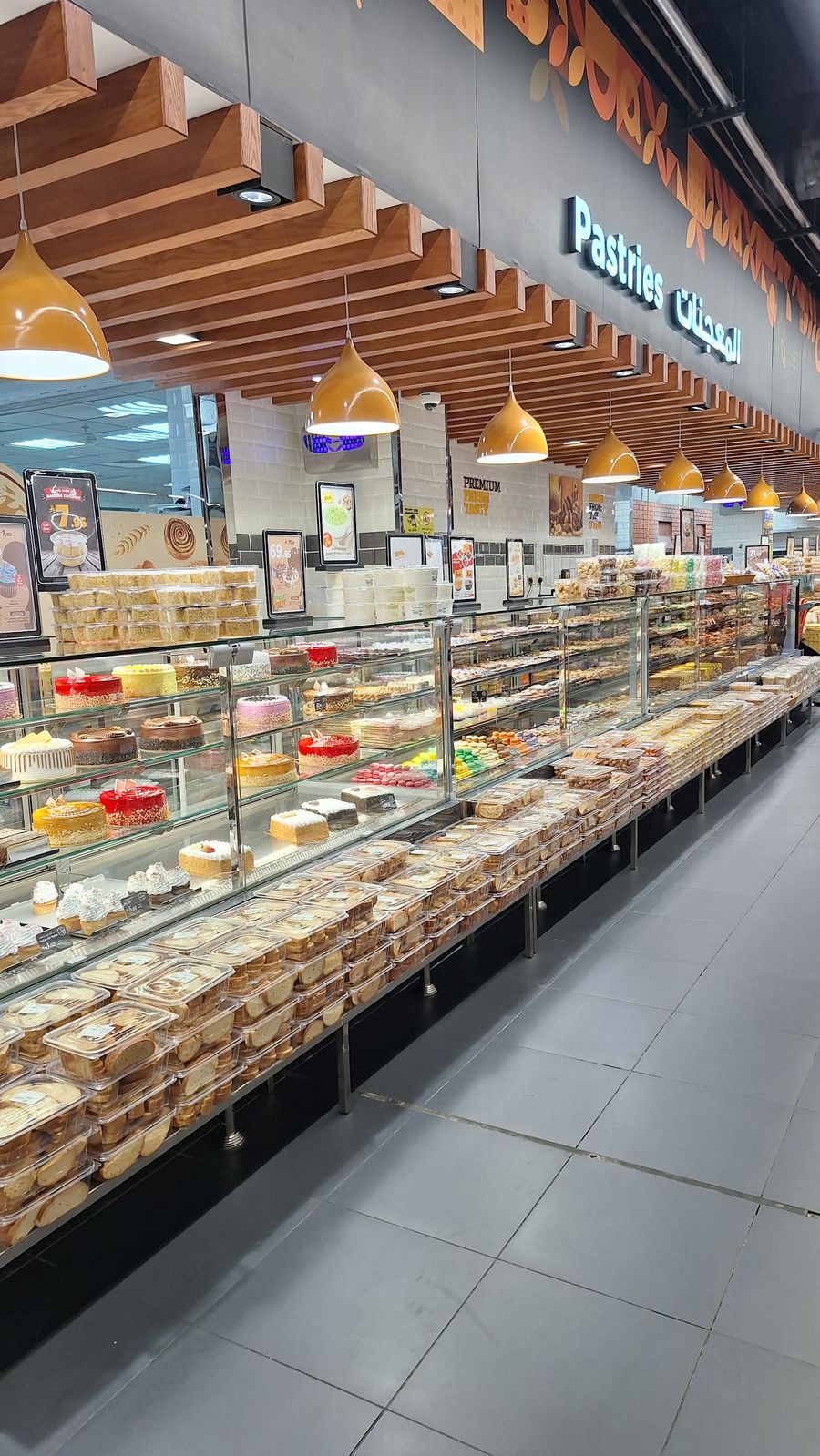 Pastries counter with cakes and sweets